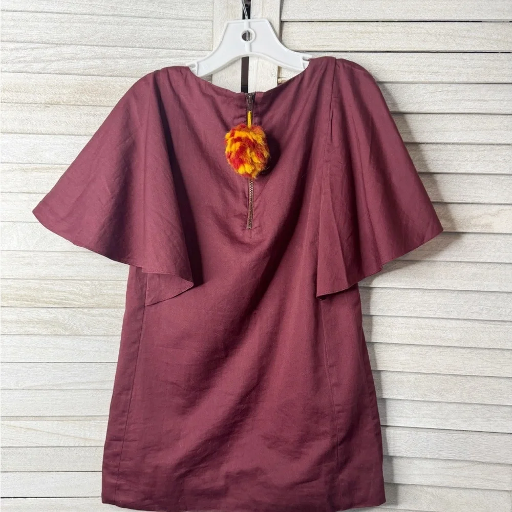 Marin & Morgan Girls Maroon Flutter Sleeve Dress Size 4T Cotton Casual
